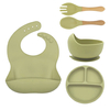 Silicone Baby Feeding Set with Plate Bowl Children Tableware