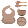 Silicone Baby Feeding Set with Plate Bowl Children Tableware