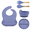 Silicone Baby Feeding Set with Plate Bowl Children Tableware
